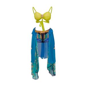 iSHOWcos Slave for You Costume Sexy Bra Blue Shorts Skirt Suit Stage Performance Dance Dress Halloween Outift (Medium)