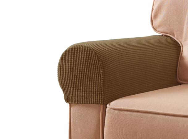 SUBRTEX  Couch Arm Covers 2pcs Chair Arm Protectors Universal Elastic Sofa Stretch Armrest Cover Sofa Side Towels Office Recliner Couch Loveseat Cloth (Brown)