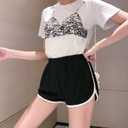 Cameway 4 Pack Women's Cotton Yoga Dance Short Pants Sport Shorts Summer Athletic Cycling Hiking Sports Shorts (Large, Black)