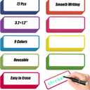 72 Pcs Dry Erase Magnetic Labels, 3.2  1.2" Magnetic Name Tags Reusable Magnetic Label Stickers for Whiteboard, Refrigerator, Locker Classroom Office Home (Colored Border)