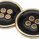 12PCS Four-Eye Metal Button Suit Buttons Crafts Button Decorative Buttons for Sewing DIY (25mm, Black Gold)