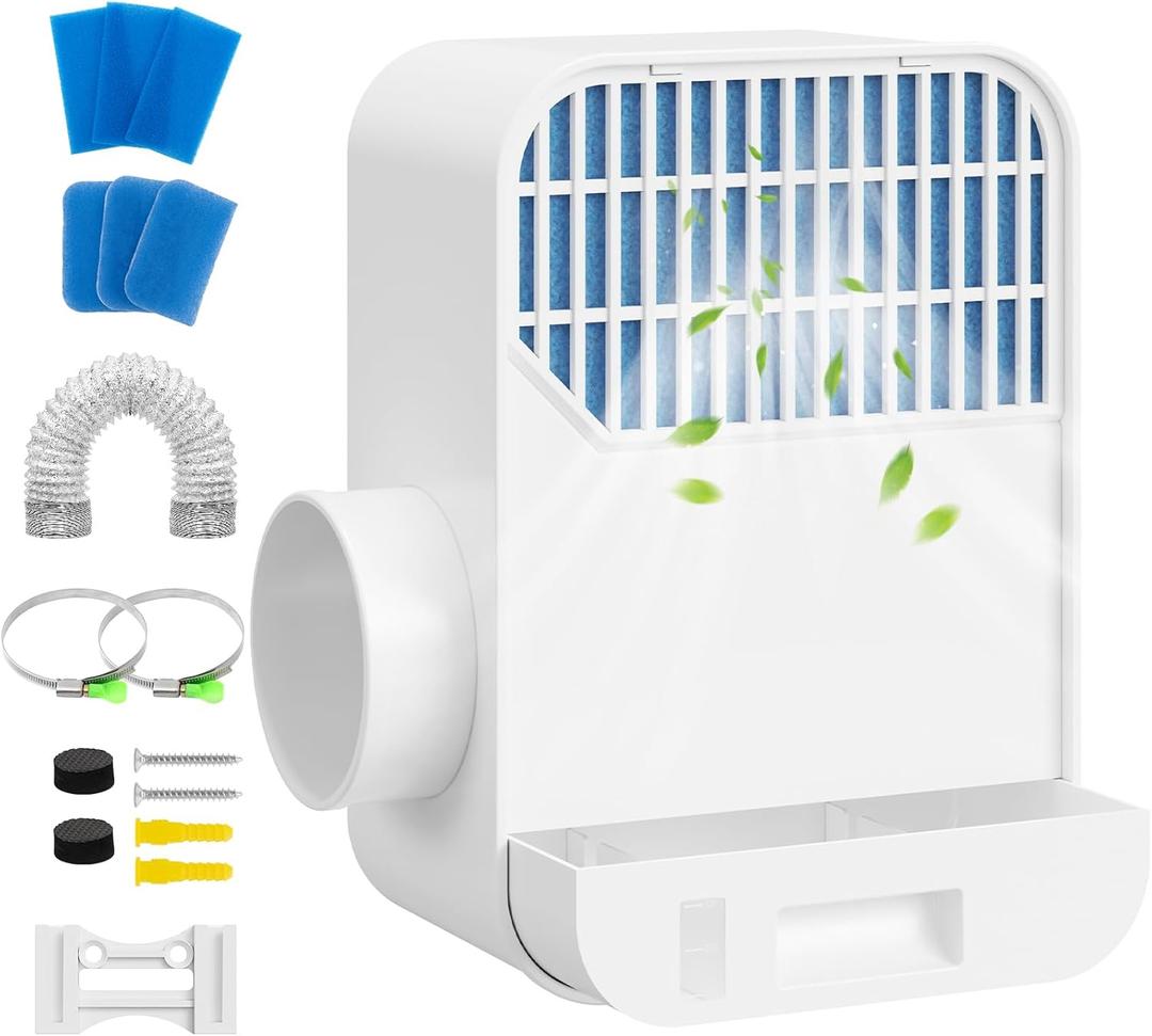 LuckIn 3-in-1 Indoor Dryer Vent Kit for Electric Dryer, Dryer Vent Cleaner Kit with Polyester Filter, 9.8ft Vent Hose and Water Drawer System, Dryer Vent Connector Kit for Apartments, Homes, and RV