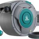GILBEST Retractable Hose Reel, 5/8 "x 100 ft Retractable Garden Hose Reel Wall Mounted, for Cleaning, Watering, with 10-Function Hose Nozzle, Any Length Lock, Heavy Duty, 180°Swivel (Green)