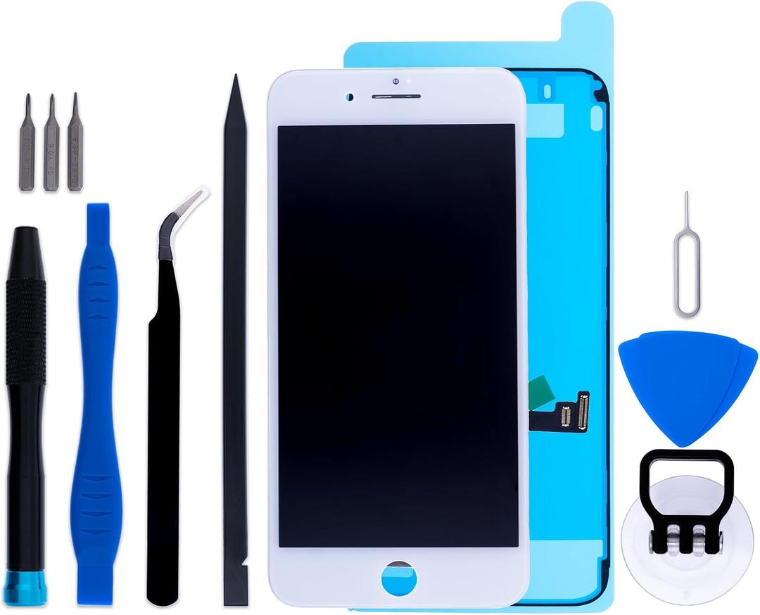 for iPhone 8 Plus Screen Replacement Kit 5.5" LCD Display Digitizer Assembly with Repair Tools and Frame Adhesive (A1864//A1897/A1898/A1899 White)