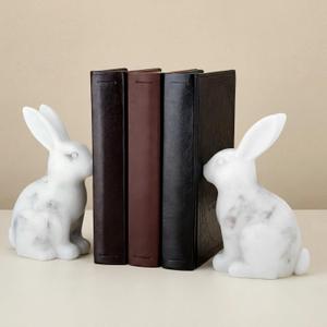 1 Pair Decorative Bunny Bookends Cute Animal Rabbit Book Ends Easter Bunny Statues for Home Office Desk Living Room Decoration