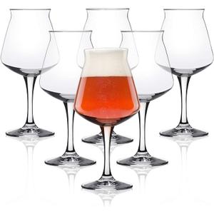 Rastal Teku 3.0 Tulip Craft Beer Glasses - the Original, Non-Nucleated, Glass for Tasting Beer, Italian Made, 14.2ounce, Set of 6 Pack