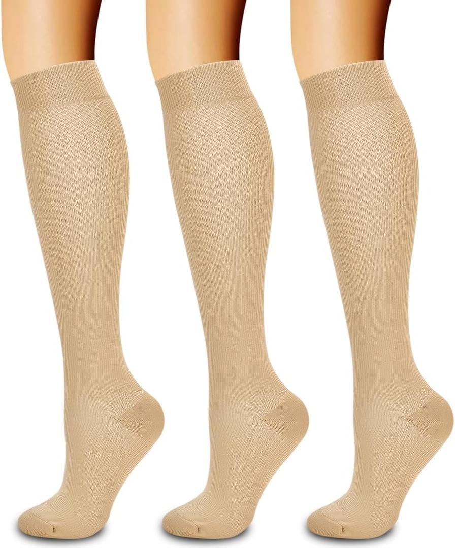 Laite Hebe 3 Pack Medical Compression Sock-Compression Sock For Women and Men Circulation -Best for Running,Nursing,Athletic Sports (Small-Medium)