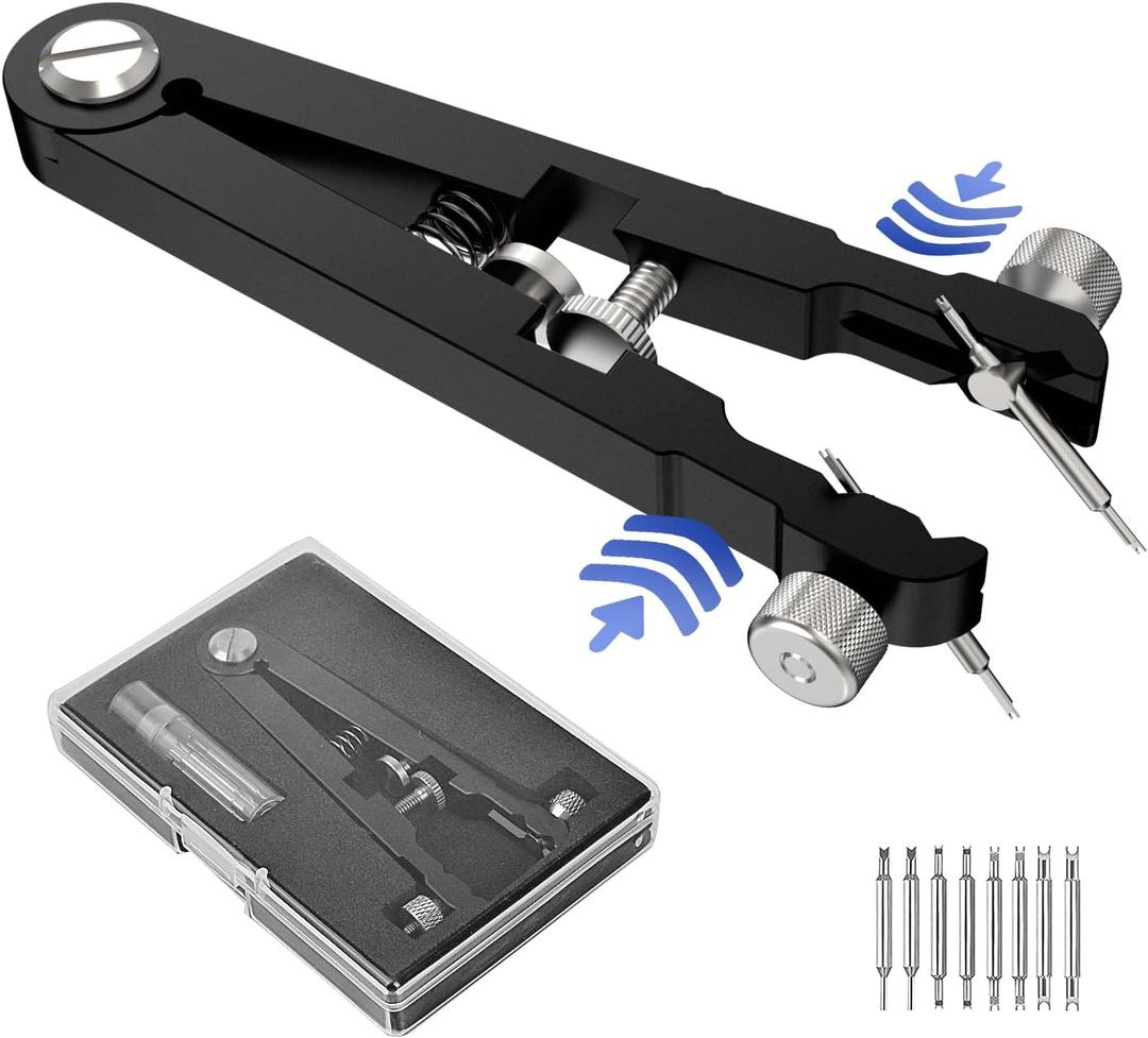 Freejoy Watch Spring Bar Plier Tool Kit, 6825 Spring Bar Tweezer Tool with Durable 8 Alloy Steel Pins for Watch Wrist Bands Strap Removal Repair Set (Black)