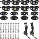 12pods White Rock Lights Dc 12v 6000k Aluminum Alloy Pure White Led Rock Lights with Switch Wiring Harness Kit Ip68 Waterproof for Trucks Pickup Off-Road Cars SUV Utv ATV Rv RZR Underglow Lights
