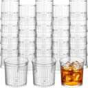 50 Pcs Plastic Wine Glasses, 5oz Hard Sturdy Shot Glasses with Vertical Ribbed Design, Small Disposable Cocktail Cups for Party, Office, Travel, about 5 oz/ 140 ml