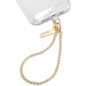 MOUTAKEY Phone Wrist Strap Metal Phone Chain Wristlet Strap Detachable iPhone Lanyard Wrist with 2 Tether Tabs iPhone Charm strap For Women girls Shopping Traveling Party Walking (Short, Gold)