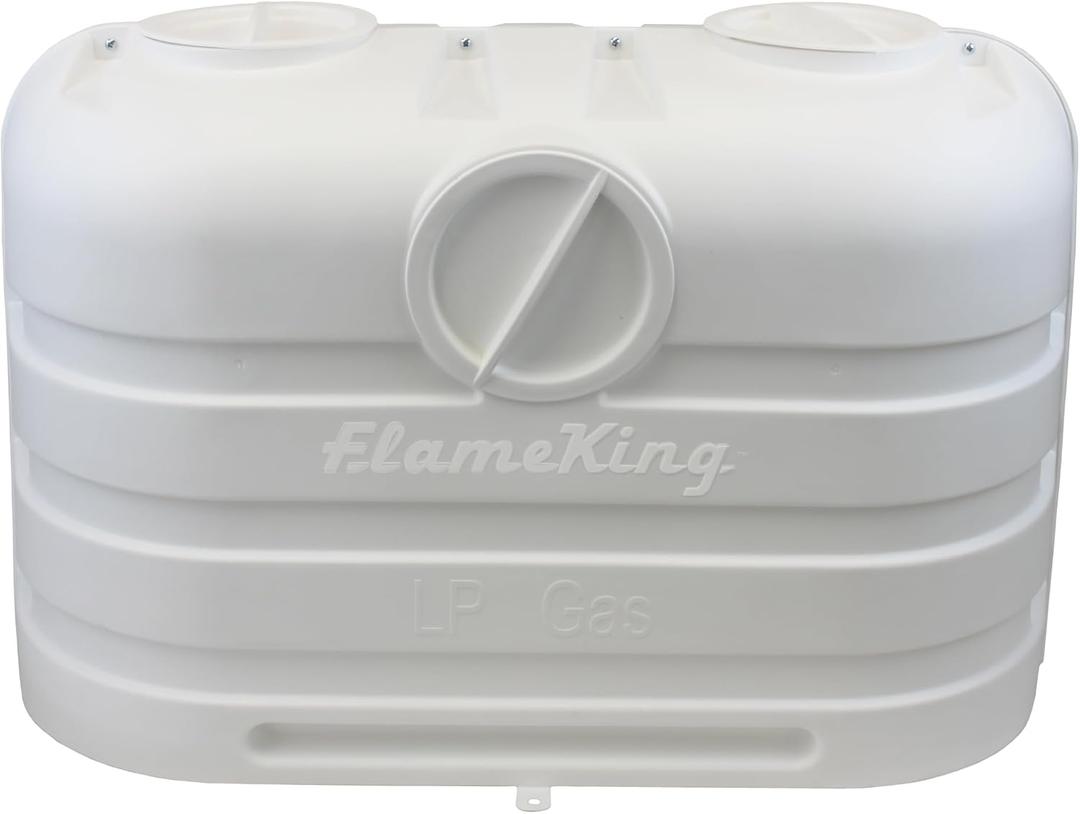 Flame King Dual 20LB LP Propane Tank Light Plastic Heavy Duty Cover for RV, Travel Trailer, Camper - White