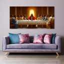 ZOMNAI The Last Supper Jesus Wall Art for Living Room Office Gold Canvas Painting Prints Classical Artwork Kitchen Bedroom Decor (20x40 Inches)
