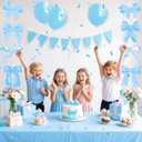 10Pcs Bow Theme Party Decorations Bow Cutouts Cardboard Banners Blue Bow Birthday Party Porch Signs Door Banner Hanging Decoration for Girls Baby Bridal Shower Birthday Wedding Coquette Party Supplies