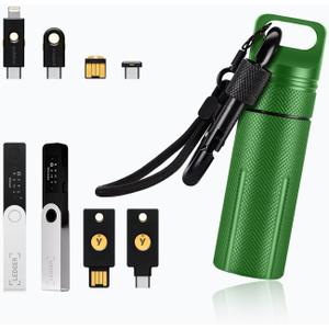Crypto Wallet Case Compatible with Ledger Nano S X S Plus Yubikey 5 5C NFC 5Ci,Aluminum Alloy Hardware Pod, Waterproof Shockproof USB Thumb Drive Device Cold Wallet Storage (Green)