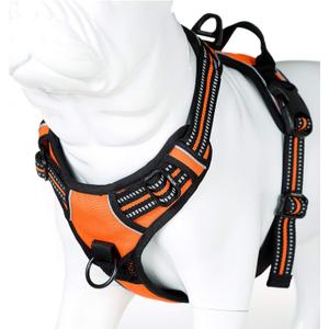 JUXZH Truelove No Pull Dog Harness with Easy Control Handle and 2 Leash Attachments,Reflective Adjustable Pet Vest (Large (Pack of 1), Orange)