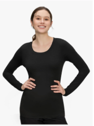 Underscrub Long Sleeve Women - Scoop Neck Scrubs Undershirt Soft Stretch Fitted Top. Size L.