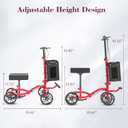 Lightweight Knee Scooter Crutch Alternative, Foldable & Adjustable Knee Scooter for Adults for Foot Surgery, Steerable Knee Walker with Detachable Storage Basket, Includes DIY Stickers-Hot Red