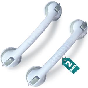 2 Pack Heavy-Duty Shower Grab Bars - Gemroom 16.5 Inch Grey Suction Bar Handles for Elderly, Seniors, Handicap, Safety Balance Assist Grip for Bathroom, Toilet - Anti-Slip, Shower Handles Hand Rail