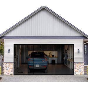 Retractable Garage Door Screen Kit 18x8 FT - Heavy-Duty Fiberglass Mesh Net Screen Door for 2 Car Garage 18x8ft, Easy Installation with Magnetic Closure - Ideal for Patio, Balcony, or Porch (Black)