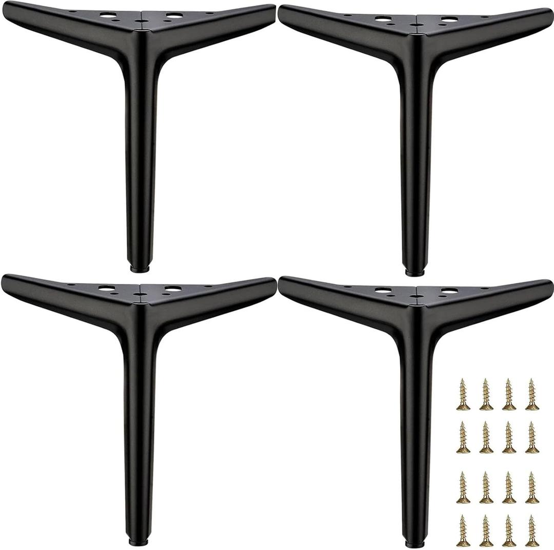 7 inch /18cm Matte Black Metal Furniture Legs Set of 4, Modern Style Furniture Legs, DIY Replacement for TV Stand, Sofa, Chair, Cabinet Cupboard