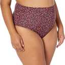 Amazon Essentials Women's High Waist High Leg Bikini Bottom (X-Large, Brick Red Leopard)