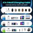 Travel Essentials 4-in-2 Multi Charging Cable with iWatch Charger, 2Pack 5FT Nylon Charging Cords, USB C/USB A Phone Charger Cord for iPhone 17-5, iPad, Galaxy S25-S21, Cruise/Car/Home Use