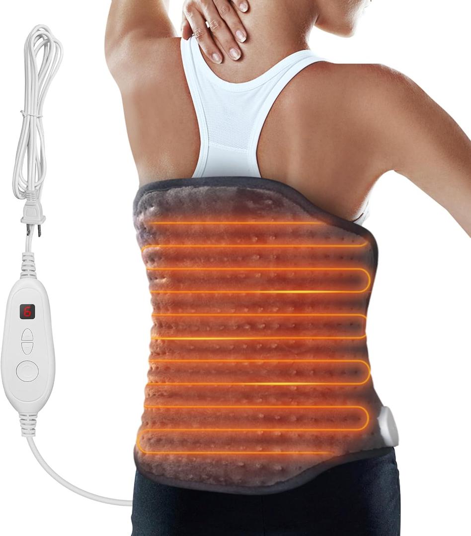 Snailax Heating Pad for Back Pain ReliefElectric Heat Pad for Period Cramps, Neck, Shoulders, Heated Pad with Adjustable Strap, 6 Heat Levels, Auto Shut Off, 16x24,Washable,Gifts for Mom Wife