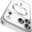 Silver for iPhone 17 Pro Max Case Clear Compatible with MagSafe | Magnetic Slim Cover Phone Case, Scrachproof Camera Control Button & Lens Protector, Non-Yellowing Matte Shockproof Plated TPU