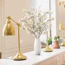 Sggvecsy Artificial Cherry Blossom Flowers 4 Pcs Faux Cherry Blossom Stems Faux Silk Cherry Blossom Branches 41 Fake Flowers Long Stems for Vase Arrangements Home Wedding Table Decor (White)