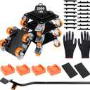 Heavy Duty Furniture Movers with 4 Wheels,Furniture Lift Mover Tool Set with 2000 lbs Load Capacity, Easy Sliders Dolly with Removable Side Guards&Brake, for Moving Appliance,Sofa etc (Orange)