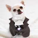 Elegant little tail Dog Collar with Bow - White Adjustable Dog Collar Bow Cotton Durable Bowtie Collar Gift Pet Dog Collar for Large Dogs (Large (Pack of 1))