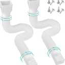 2 Pack Rain Gutter Downspout Extensions Flexible,Downspout Extender Diverter Extendable from 21" to 58". Drain Pipe Connector Extendable for Most Residential Downspouts (White)
