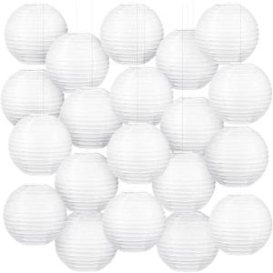 Hortsun 20 Pcs Chinese Japanese Paper Lanterns 3 Inches Decorative Hanging Ball Paper Lanterns Lamps for Wedding Birthday Party Shower Home Decorations(White)