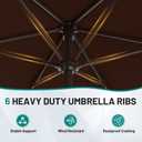 AreShark 7.5FT Patio Umbrella Table Market Umbrella with 6 Sturdy Ribs, Button Tilt/Crank, Heavy-Duty Outdoor Umbrellas for Pool, Deck, Garden and Backyard, Brown