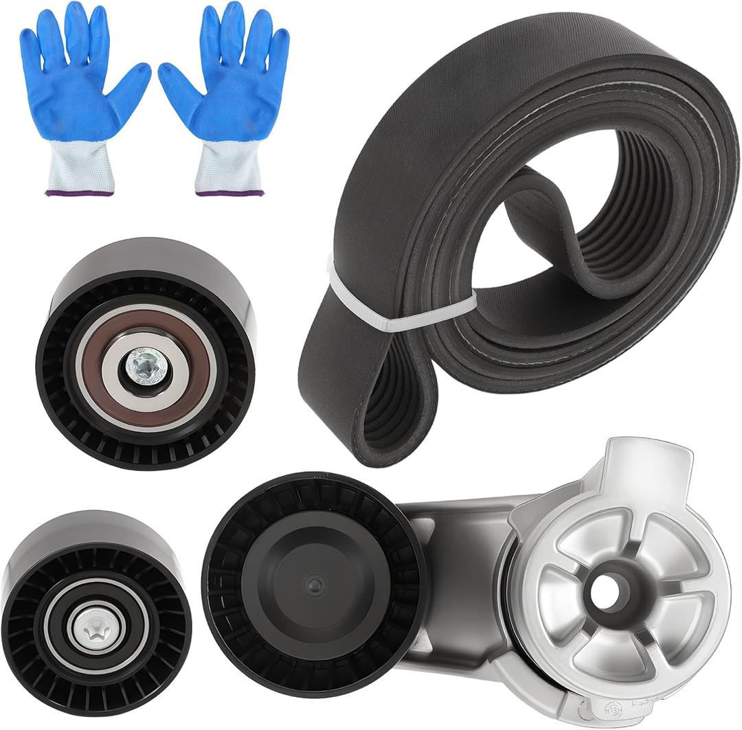 11287589365 Serpentine Drive Kit Belt Tensioner Idler for 535i 530i N55 2010-2017 X5 2011-2018 X6 2010-2019 3.0 L6 1128758936611287599097 11287589361