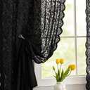ALIGOGO Black Lace Curtains 72 inch Length 2 Panels Set -Vintage Paisley Black Sheer Curtain Panels Gothic Curtains for Bedroom French Door Boho Decor Filtering Rod Pocket 52 x 72 Inch