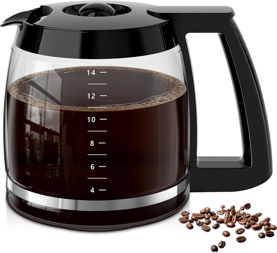 14-Cup Coffee Pot Replacement for Cuisinart Coffee Maker DCC-220, DCC-2600, DCC-2800,DCC-3200P1,CBC-7000PC,CBC-7200PC,CBC-7400PC,DCC-1800FR. Glass Carafe Replacement for Cuisinart with Sturdy Handle.