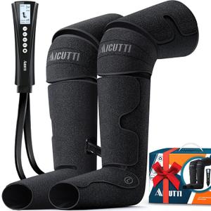 Air Compression Leg & Foot Massager with Heat  Relief for Circulation, Fatigue & Tension  Relaxing Gifts for Dad, Mom, Men & Women  Ideal for Fathers Day, Mothers Day, Christmas & Birthdays (Ink Black)