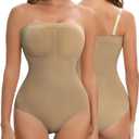 Strapless Shapewear for Women, Tummy Control Triangle Bodysuit, Body Shaper Tank Top (Medium, Beige)