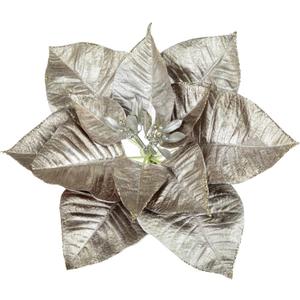 Briful Silver Poinsettia Christmas Flowers Stem – 28.3'' Long Stem Artificial Poinsettia Pick with Onion-Skin Fabric Petals, Large Faux Holiday Flower for Xmas Tree Decor, Centerpieces, Set of 3
