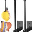 2 Pack Black Hat Racks for Baseball Caps, Stainless Steel Hat Organizer for Baseball Cap, Hat Holder Storage Organizer, Hat Hanger Strong Adhesive/Wall Drilled for Door, Bedroom, Closet(8.26 in)