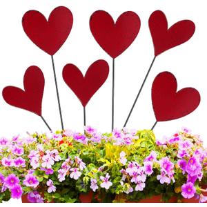 Pickmesh 6 Pcs 12" H Valentine's Day Metal Yard Sign Vintage Heart Valentine Metal Yard Stakes Barn Garden Stake for Planter Pot Walkway Pathway Outdoor Decor Lawn Decoration