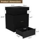 Wooden Nightstand with Charging Station & LED Lights, Modern Fluted Bedside Table with Sliding Top & Drawers for Bedroom & Living Room, Black, 17.7 inches x 15.7 inches x 22 inches