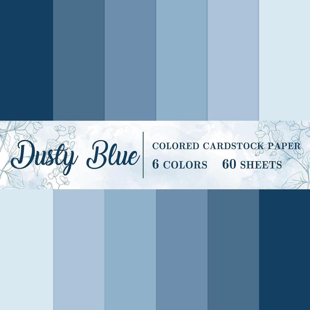 AnyDesign 60 Sheet 8.5 x 11 Inch Blue Thick Paper Card Stock 6 Gradient Colors Paper Cards Colored Scrapbook Paper for Prints DIY Arts Crafts Making School Office Home Supplies, 65lb