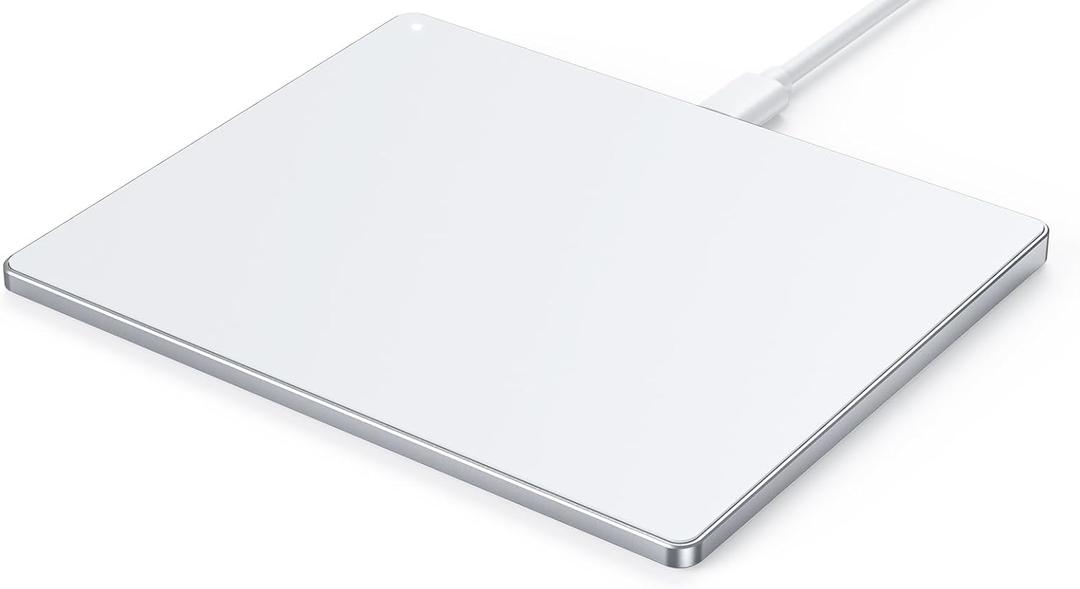 Seenda Multi-Touch Trackpad, Tempered Glass Surface with High Precision Navigation, Ultra Slim Aluminum USB Wired Touchpad Mouse for Windows 10/11 Desktop/Laptop/Notebook Computer PC, Silver White