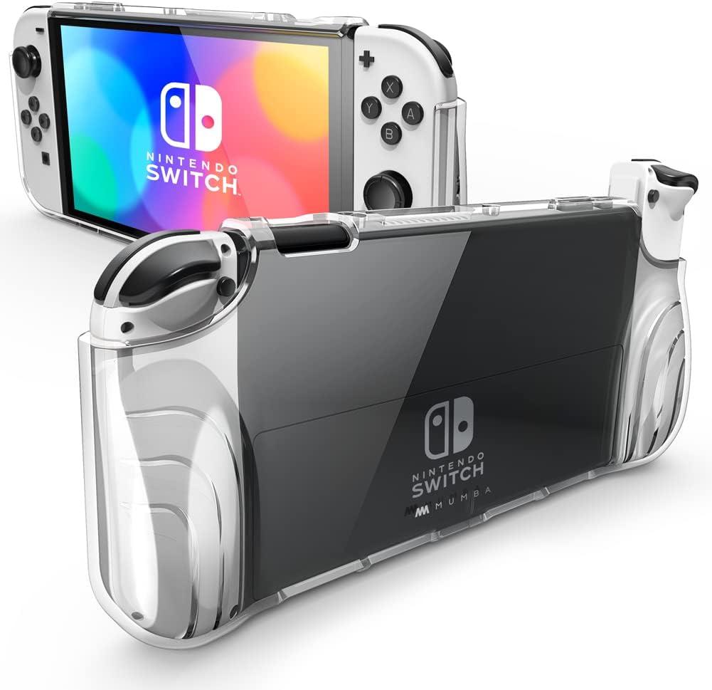Mumba Case for Nintendo Switch OLED 2021, [Thunderbolt Series] Protective Clear Cover with TPU Grip Compatible with Nintendo New Switch OLED 7 Inch Console and Joy-Con Controller (Clear)