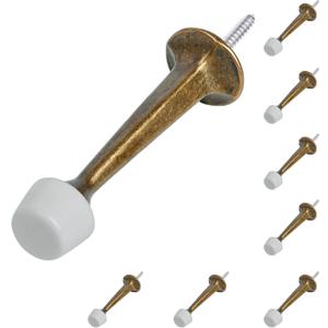 HOMOTEK 8 Pack Heavy Duty Solid Rigid Door Stop with Soft Rubber Tip, Zinc Die Cast Door Stopper Protect Wall & Door,Brass Bronze