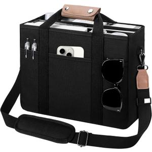Canvas Tote Bag for Women - Crossbody Shoulder Handbag with Compartments, Everything Tote Bag for Travel, Office (Black)