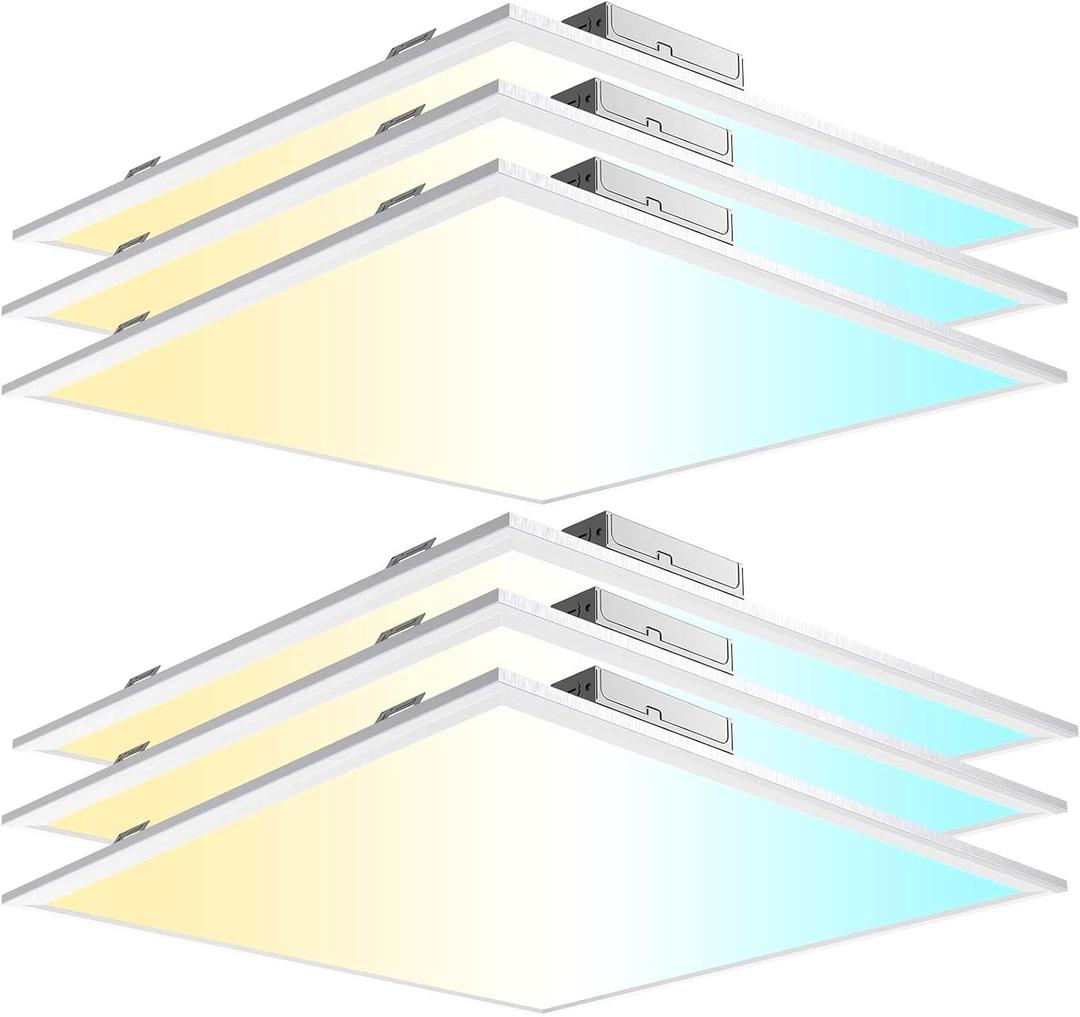 AIKVSXER 6 Pack 2x2 LED Flat Panel Light 40W 3000K/4000K/5000K, Brightness Dimmable 2x2 LED Light Drop Ceiling, 4400LM Recessed Drop Ceiling Lights for Office, Home - 120V Input Voltage (Triac Dimming)